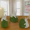 7&#x22; White Bunny with Green Moss Egg D&#xE9;cor Set